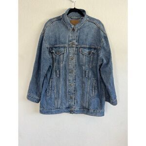 Levi's Premium Men’s Original Dark Blue Denim Trucker Jean Jacket Size Small